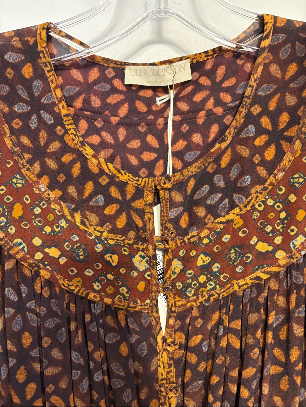 Ulla Johnson Brown & Gold Tiered Maxi Dress with Ruffle Detail. NWT - Picture 6 of 14